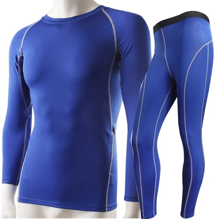 LANBAOSI, мужской компрессионный базовый слой, комплект нижнего белья, 2 шт., спортивные рубашки с длинным рукавом и штаны, для фитнеса, велоспорта, тренировок, бега, спортзала