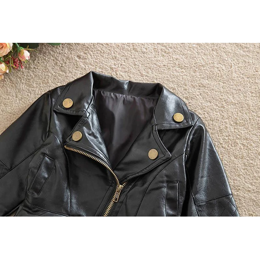 Куртка для девочек из ПУ кожи на молнии осень/зиму|jacket baby girl|girl coatbaby girl coat |