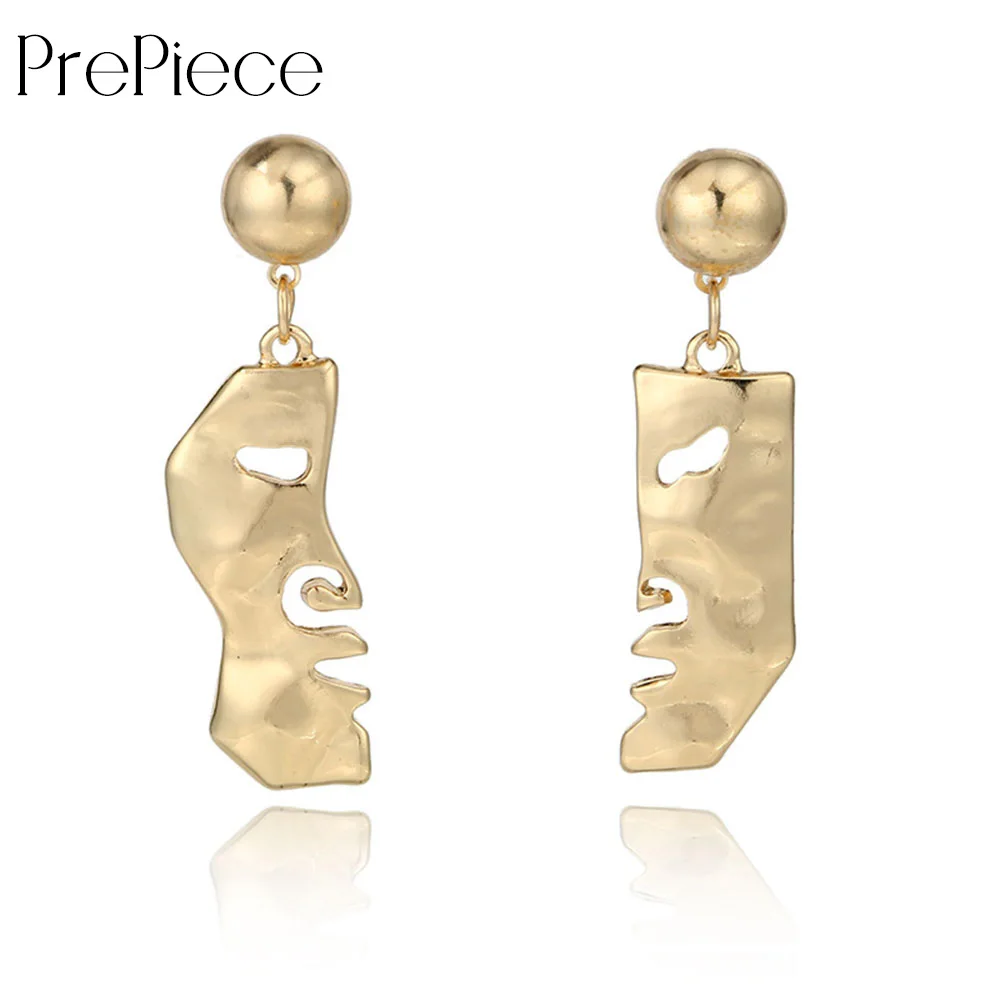 

PrePiece Abstract Face Earrings Fashion Exaggerated Metal Stud Earrings Punk Style Jewelry Ear Accessorie for Woman 2018 PE1223