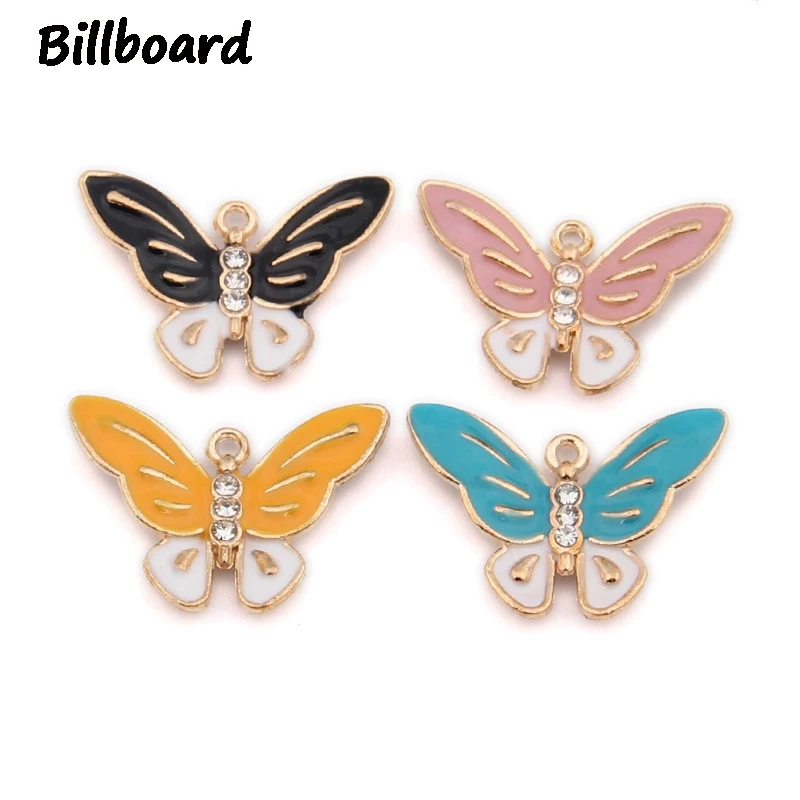 

Enamel Butterfly Charms for Jewelry Making Trendy Zinc Alloy Butterfly inlaid with Rhinestone 10pcs/bag