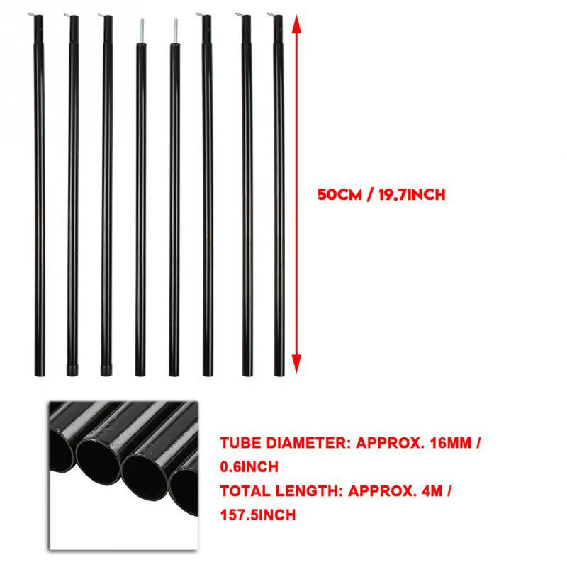 2Pcs 4M Outdoor Sunshelter Support Rods Tent Awning Sticks Tent Pole Bars