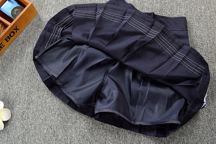 Новая женская плиссированная юбка с шортами школьная форма мини-юбка Однотонная юбка с высокой талией с шортами эластичная лента