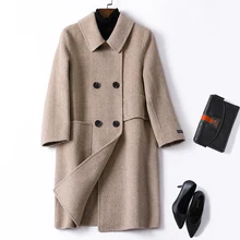 Корейское винтажное длинное шерстяное пальто женская одежда весенне-осеннее пальто женское красное пальто куртка Верхняя одежда Abrigo Mujer 819 ZT2525