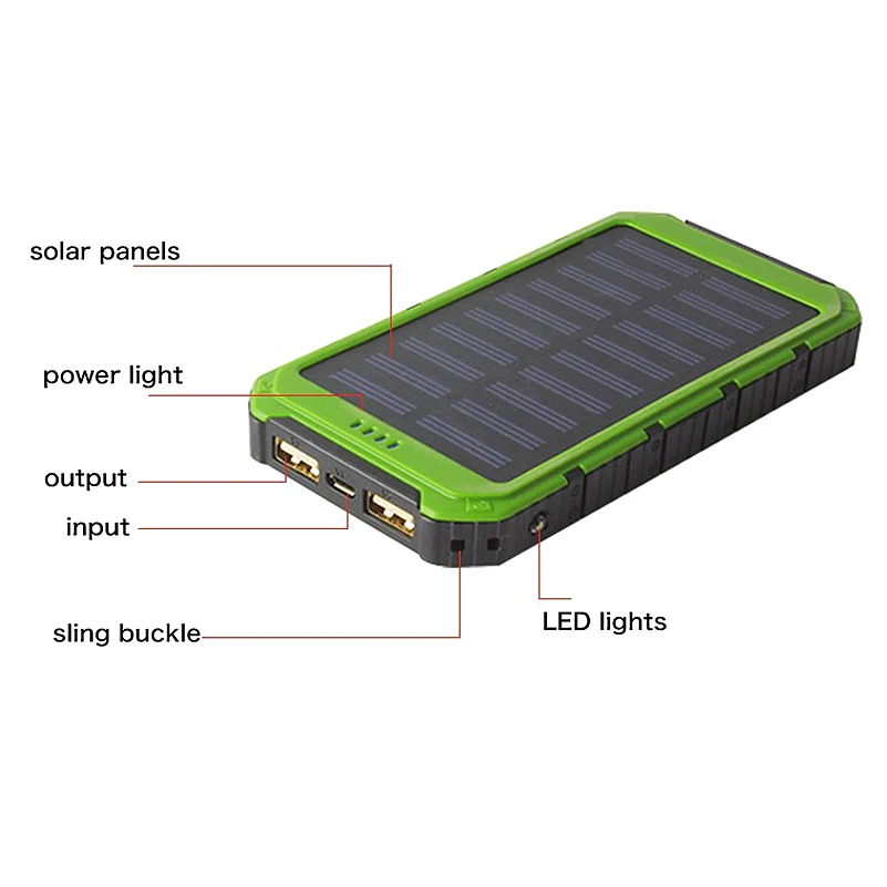 10000 мАч портативное солнечное зарядное устройство наружная Солнечная Батарея Внешняя батарея запасное зарядное устройство для телефона зарядное устройство светодиодный аккумулятор