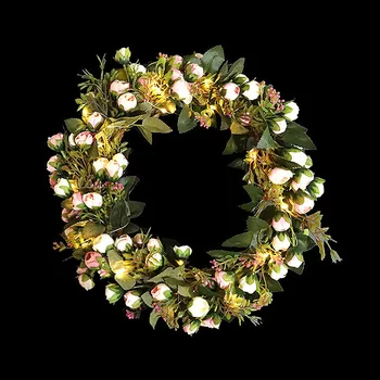 

30/40cm Artificial Green Leaves Decoration Rose Wreath Simulation Silk Garland Fake Flower Home Wedding Door Wall Hanging