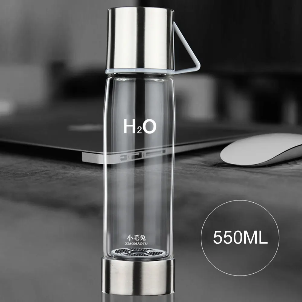 XIAOMAOTU 3rd Generation 550ML Smart Touch Hydrogen Rich Water Ionizer Bottle Hydrogen Generator Glass Water Bottle