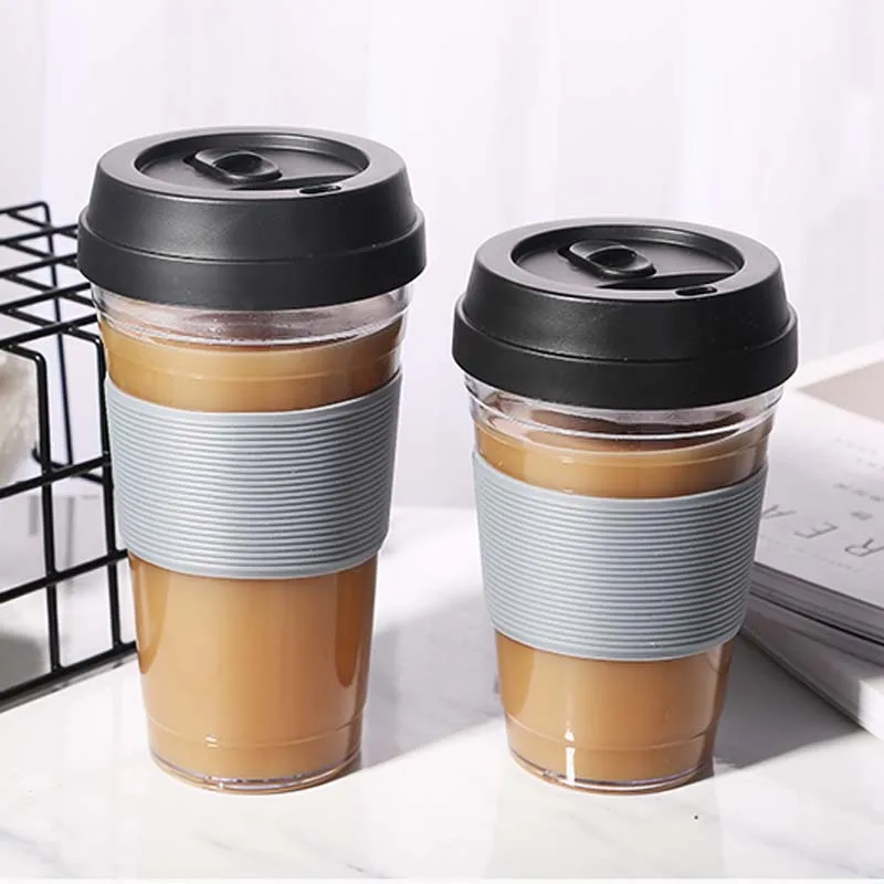 

480ml NEW Fashion Design Clear Coffee Mugs Milk Box Plastic Portable Transparent Tea Milk Travel Hot Mugs and Cups Creative Gift