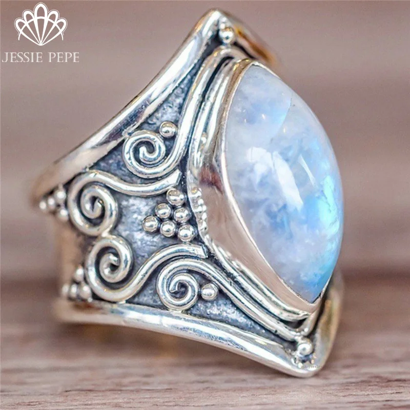 

Jessiepepe Vintage Big Stone Ring for Women Fashion Bohemian Boho Jewelry for women gift #R0001