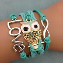 1 шт. бесконечность, ладони и anghor браслет. металл очарование, воск шнур, кожаный браслет 3438