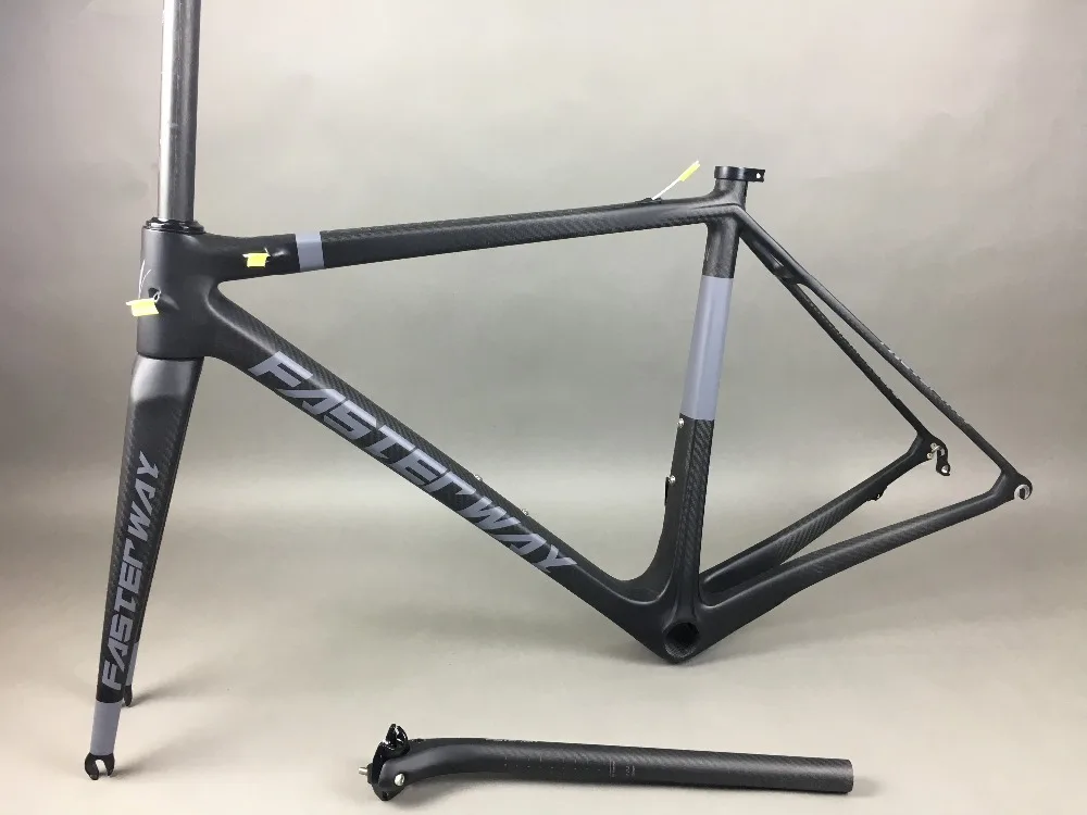 Discount classic design FASTERWAY PRO full black with no logo carbon road bike frameset:carbon Frame+Seatpost+Fork+Clamp+Headset,free ems 134