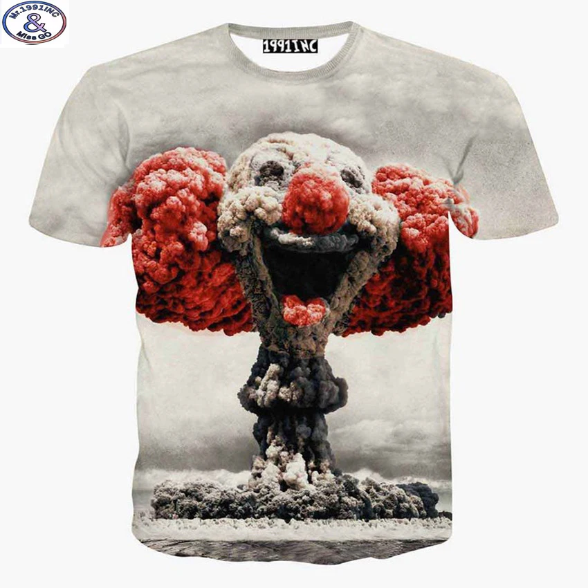 

Mr.1991 funny Harajuku style kids t-shirts fashion skate boy's clothing new arrive Nuclear explosion 3D printed girls tshirt DT1
