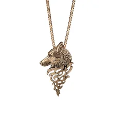 Европейский и американский Ретро властный волк голова ожерелье оригинальная мода личности металла животных свитер цепи