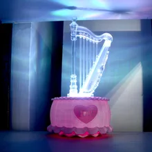 Розовый сон арфа музыкальная карусель коробка со светлой музыкальной коробкой механизм санкио музыкальные шкатулки для девочек принцесса