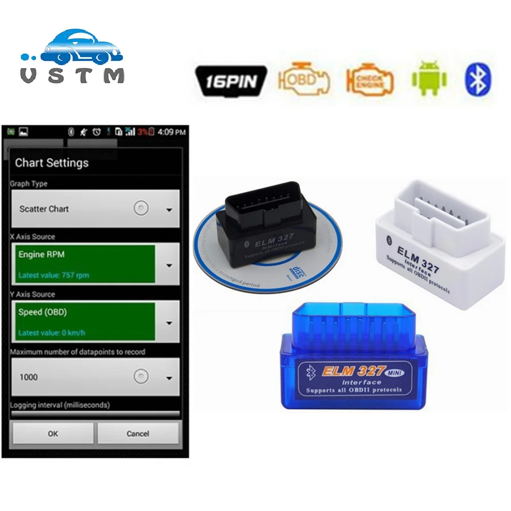 

HOT!Diagnostic Tool OBD V2.1 mini ELM327 OBD2 Bluetooth Auto Scanner OBDII 2 Car ELM 327 Tester for Android Windows Symbian