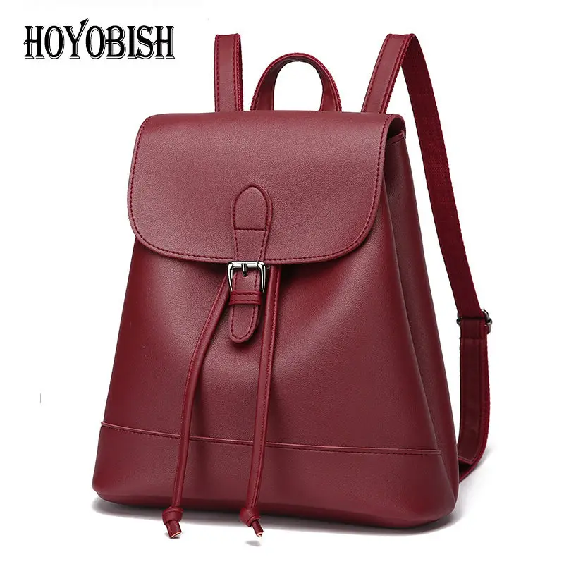 HOYOBISH Women Backpack High Quality Pu Leather School Bags Teenage Girl Backpack For School Female Schoolbag