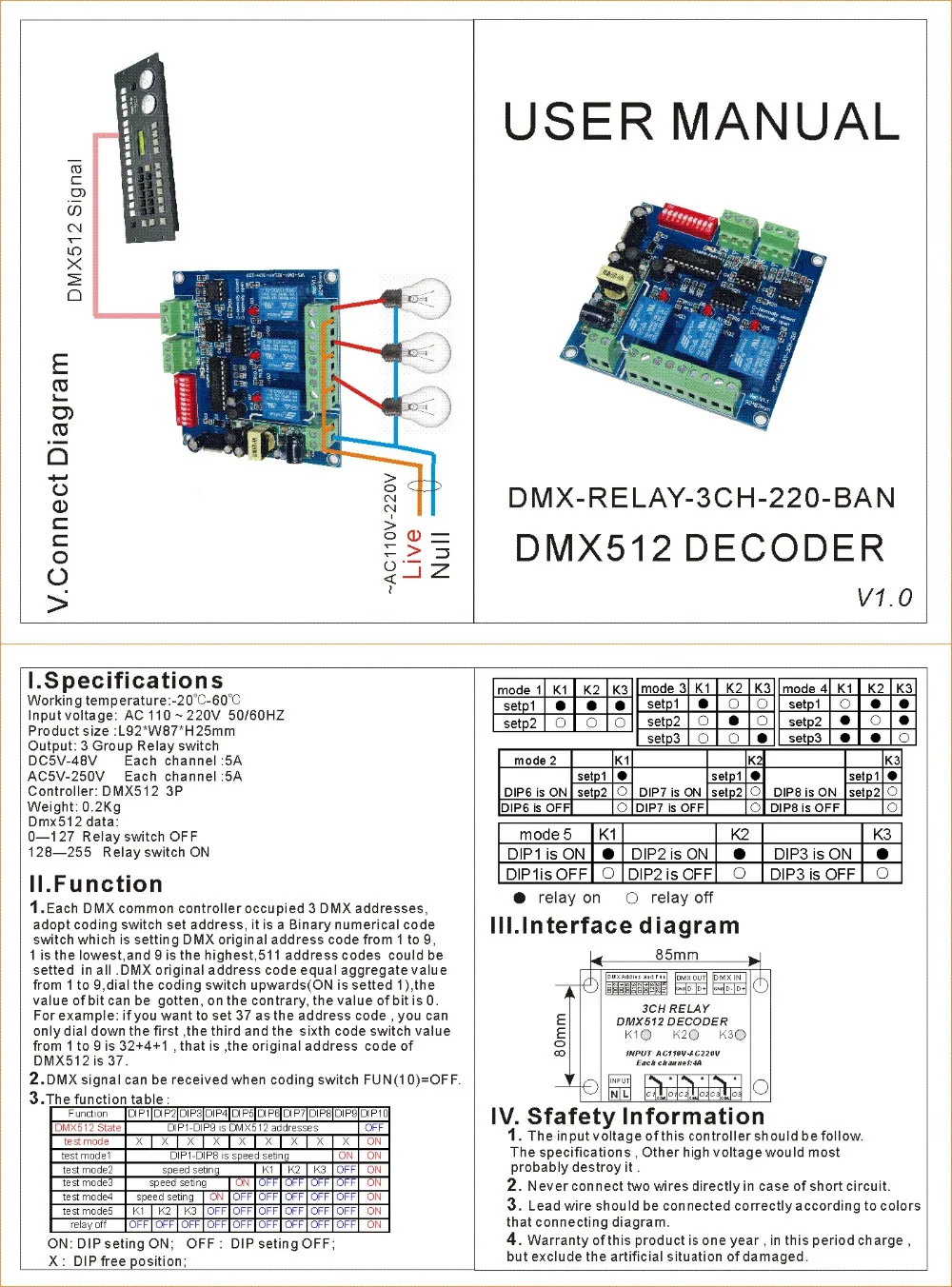 1 шт. Новое высококачественное реле DMX512 3CH* 5A Входное использование для DMX-RELAY-3 канальный dmx-контроллер Светодиодная лампа Светодиодная лента AC110v-220V