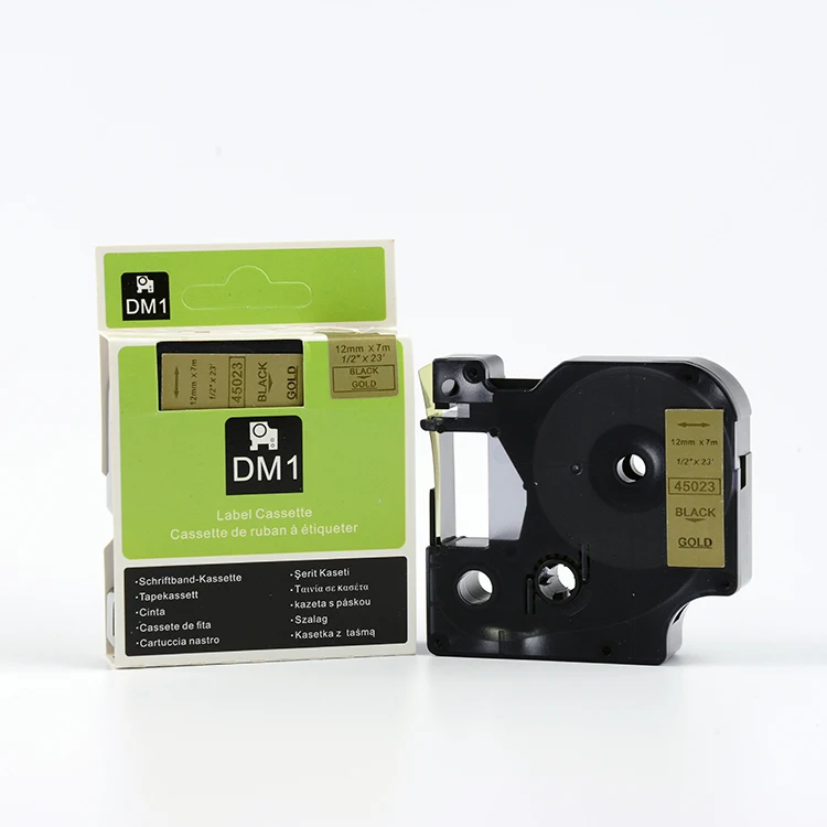 Black On Gold 12mm*7m Factory Supply Adhesive Compatible Dymo D1