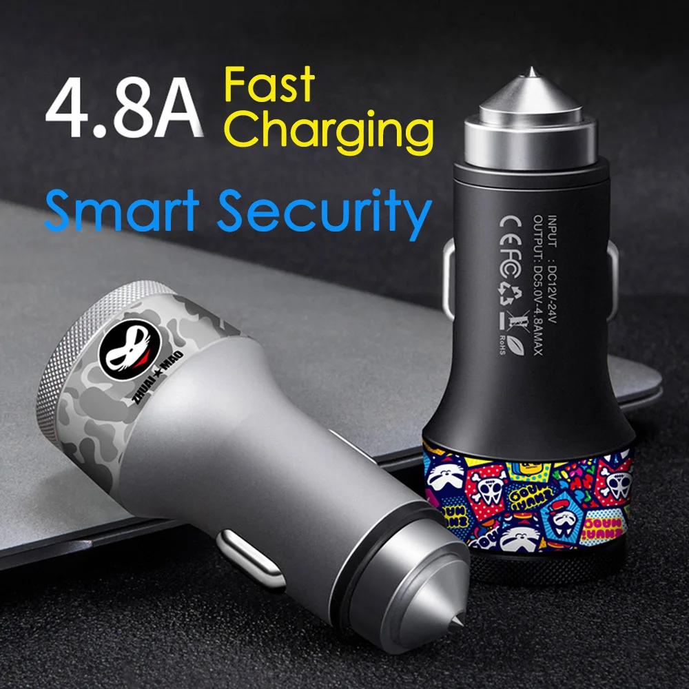 CHSKY 2 USB выход DC 4.8A Макс автомобильное зарядное устройство Быстрая зарядка прикуриватель конвертер модный дизайн кошка для телефона, планшета, DVR, gps