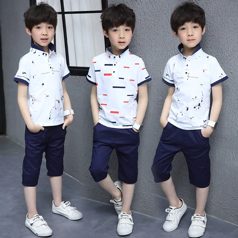 

5 6 7 8 9 10 11 12 Years Old Teens Boys Summer Short Sleeve Cotton Clothing Sets For Boys T shirt +Shorts Pants 2pcs Sets New