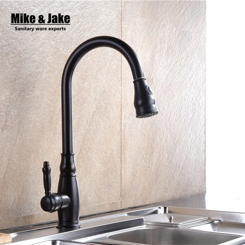 Luxury Black Pull Down Kitchen Faucet Wholesale New Arrival Solid Brass Swivel Pull Out Spray