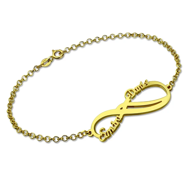 Custom Name Bracelet Personalized 18k Gold Plated Bar Bracelet Infinity Bracelet Wedding Gift for Women