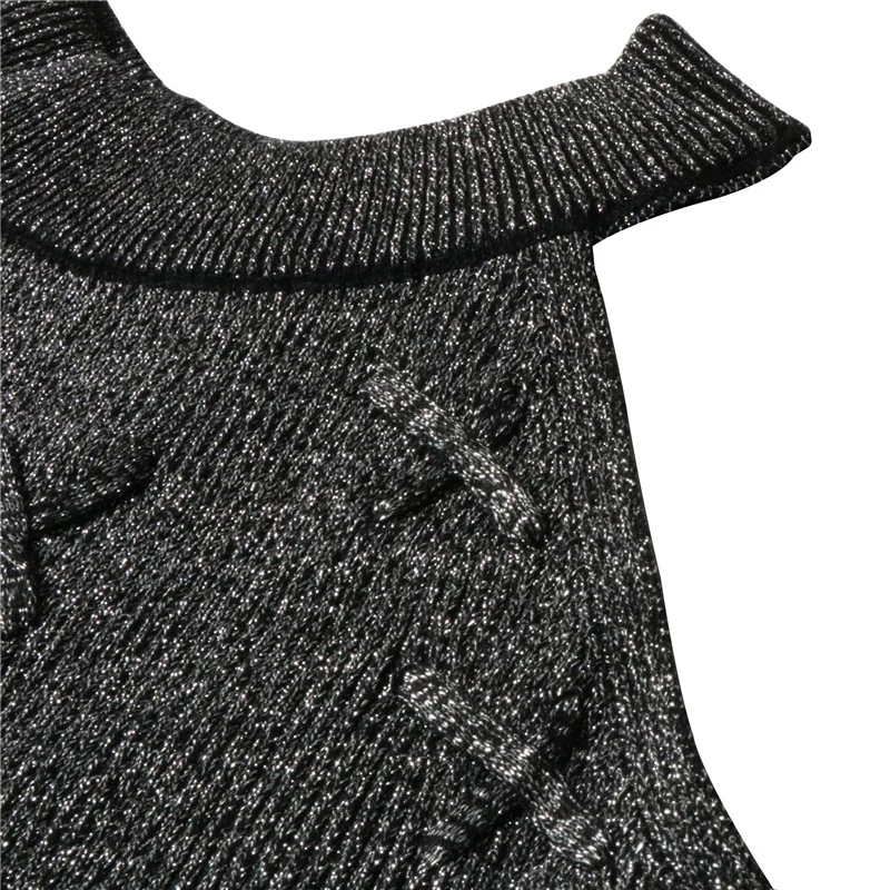 BONGOR LUSS 2018 Sexy Solid Color Lace Up Halter Knit Bodycon Dress Women Autumn Sheath Slim Pencil Dresses Office Lady Dress (15)