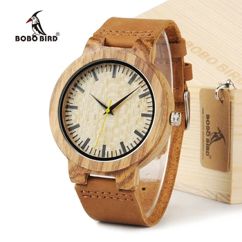

BOBO BIRD C20 Vintage Round Bamboo Wood Quartz Watches With Real Leather Bands Womens Mens watches top brand luxury