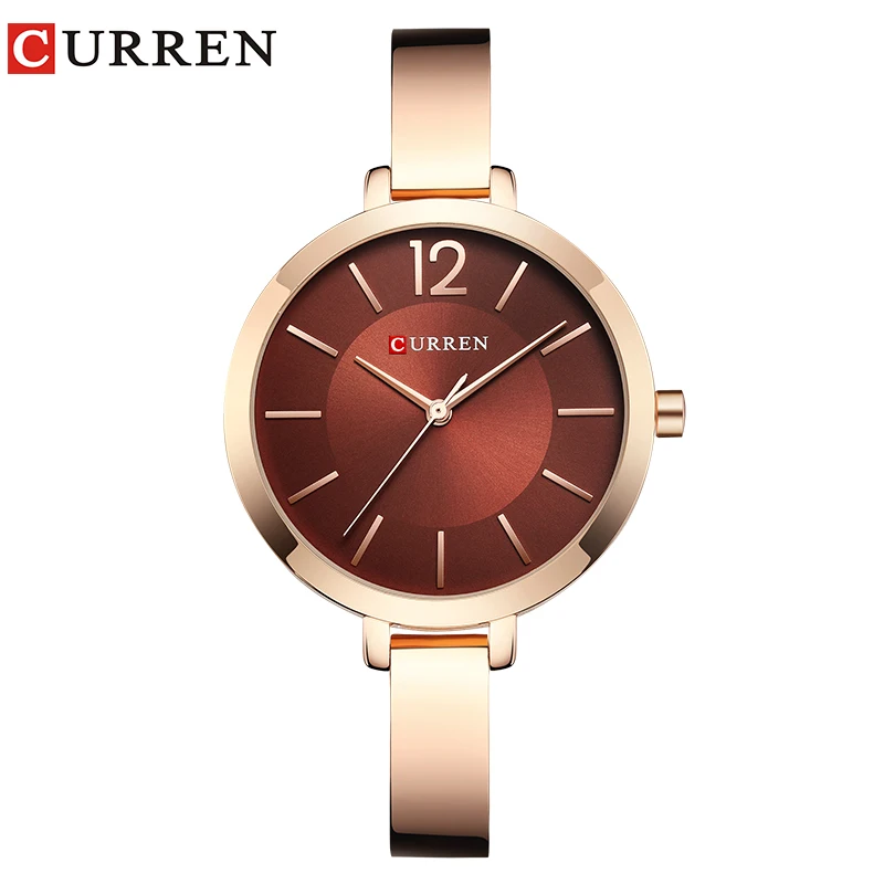 Exquisite Luxury Style Women Watches CURREN Fashion Quartz Ladies Watch Drop Shipping Top Brand Elegant Girl Bracelet Watch - Цвет: rose coffee