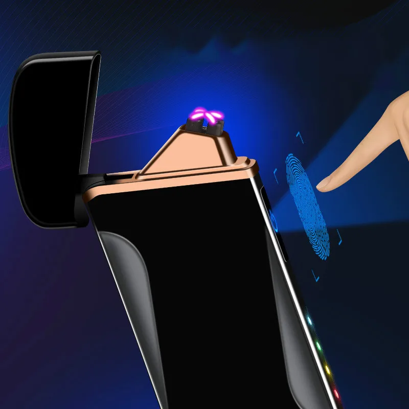 USB зарядка marquee power дисплей прикуриватель Новинка металлическая двойная дуга ветрозащитная Электронная зажигалка Мужская подарок курильщик