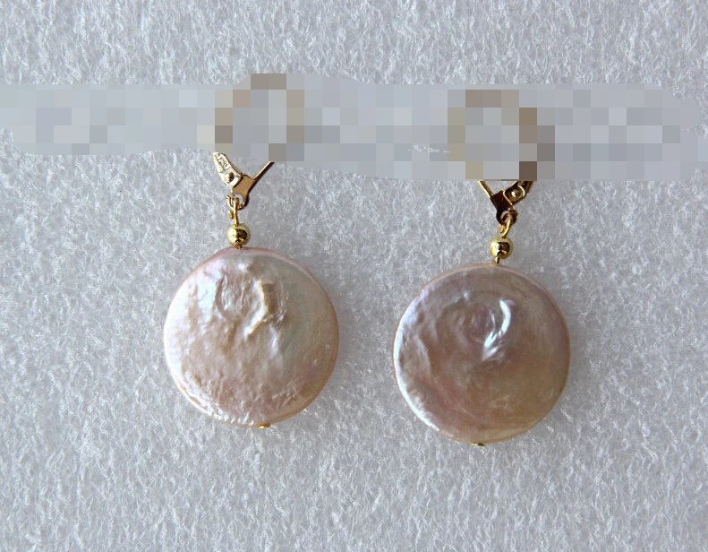 

HOT SELL - 1232 round coin pink freshwater cultured pearl dangle earrings -Top quality free shipping