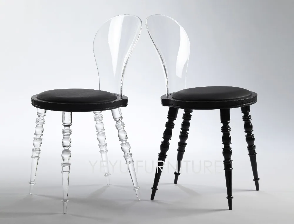 

Minimalist Modern Design Transparent Clear Padded Dining Chair Fashion Clear Living Room Leisure Chair Furniture Caft Loft Chair