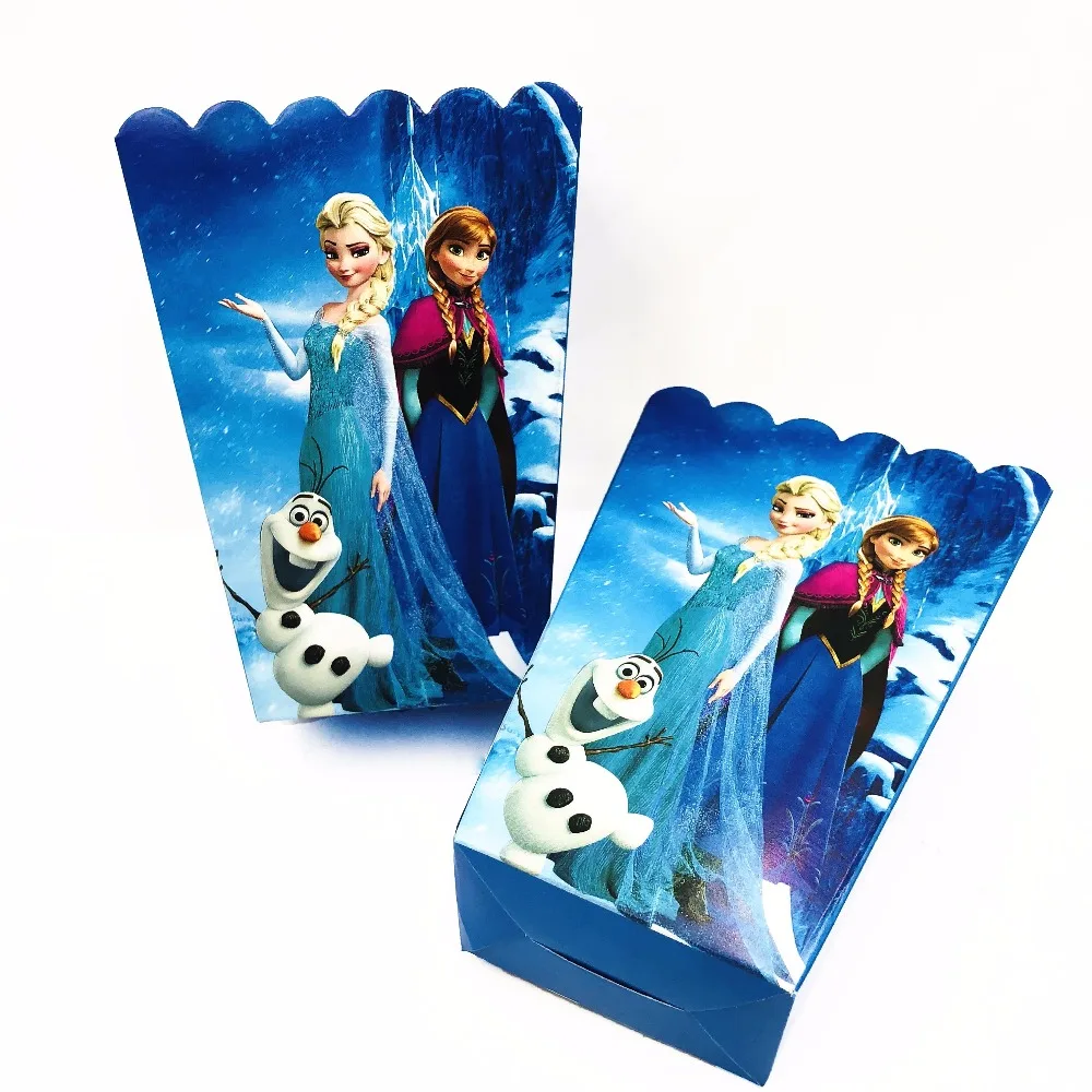 Elsa Anna Popcorn Boxes Birthday Party Decorations Party Supplies Birthday Party Decorations Kids 6pcs/set