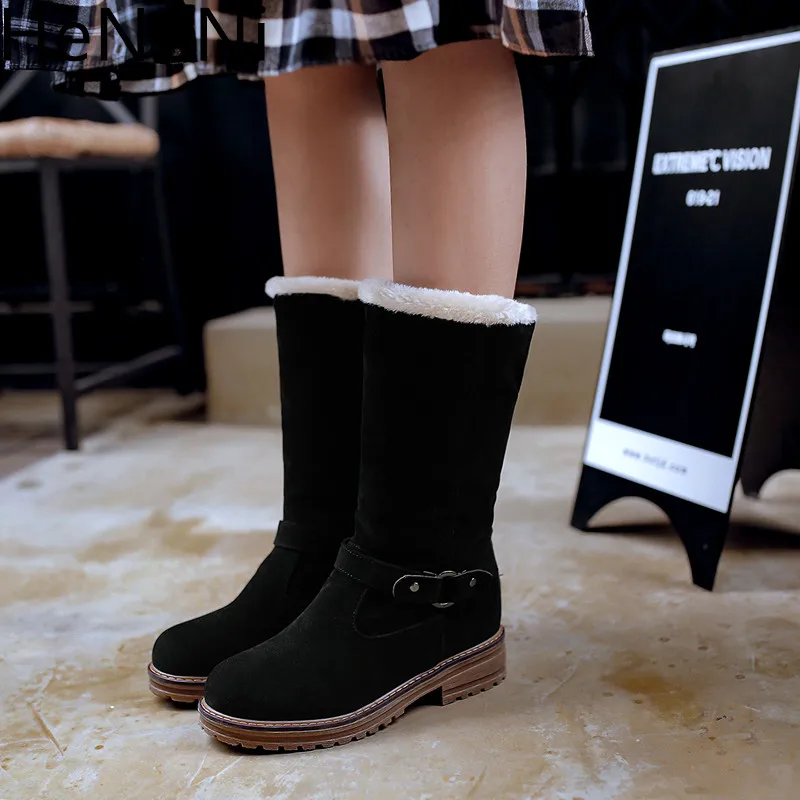 

Hot New Women Boots Autumn Winter Ladies Fashion Snow Boots Shoes Thigh High Suede Mid-Calf Boots Plus size 35-43
