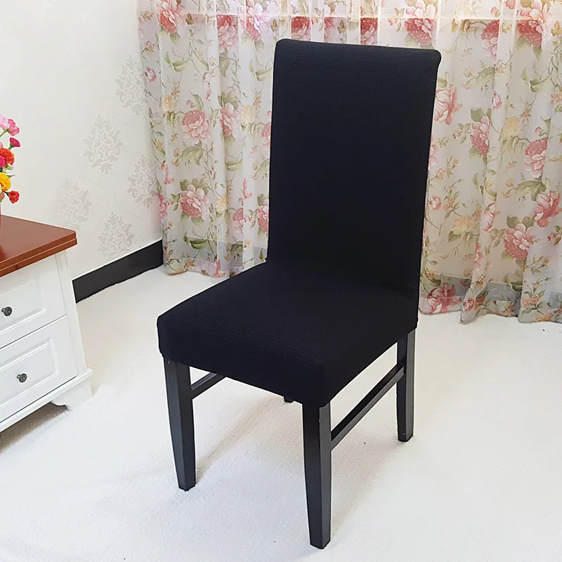 Pa. Стрейч обеденный чехол для кресла спандекс вогнутая полоса сплошной цвет чехлов универсальный для столовой, гостиницы, вечеринок - Цвет: Черный