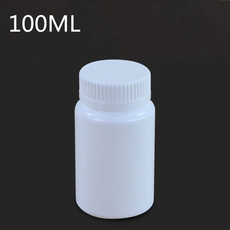 

White plastic Bottles 100ML Food Grade Refillable container for Liquid,Capsule,Pill good sealing package bottles 50PCS