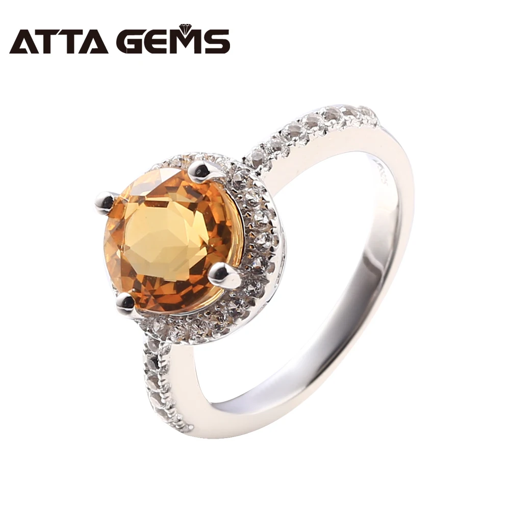 

Natural Citrine Silver Women Rings 2.8 Carats Natural Yellow Crystal Fine Jewelry Design Natural Gemstone Fortune Luck Stone