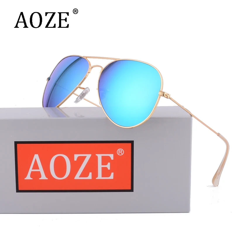 

2019 AOZE Luxury Classic Brand men women driving sunglasses 58mm 3025 Mirror oculos Gafas rayeds glass Gradient G15 lens case