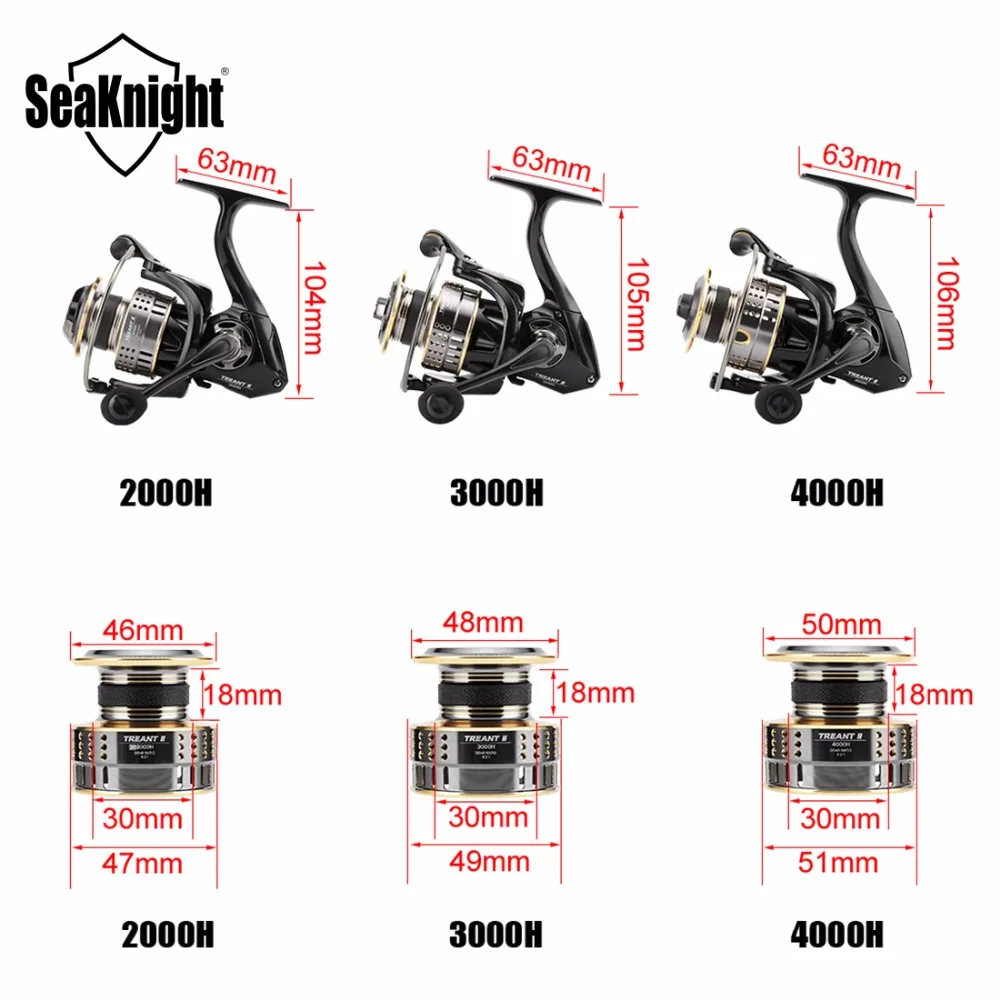 SeaKnight TREANT II 2000H 3000H 4000H обновленная Катушка для спиннинга 11BB 6 2: 1 углеродное волокно