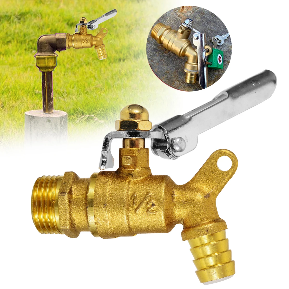 Anti-theft Outdoor Garden Faucet 1/2" 2cm Thread Diameter Lockable Faucet Locked Brass Water Tap For Household Hardware