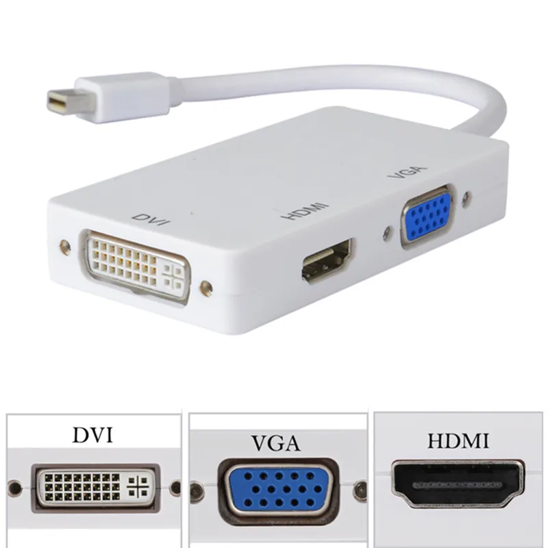 100pcs Thunderbolt Mini Display Port MINI DP Male To HDMI DVI VGA