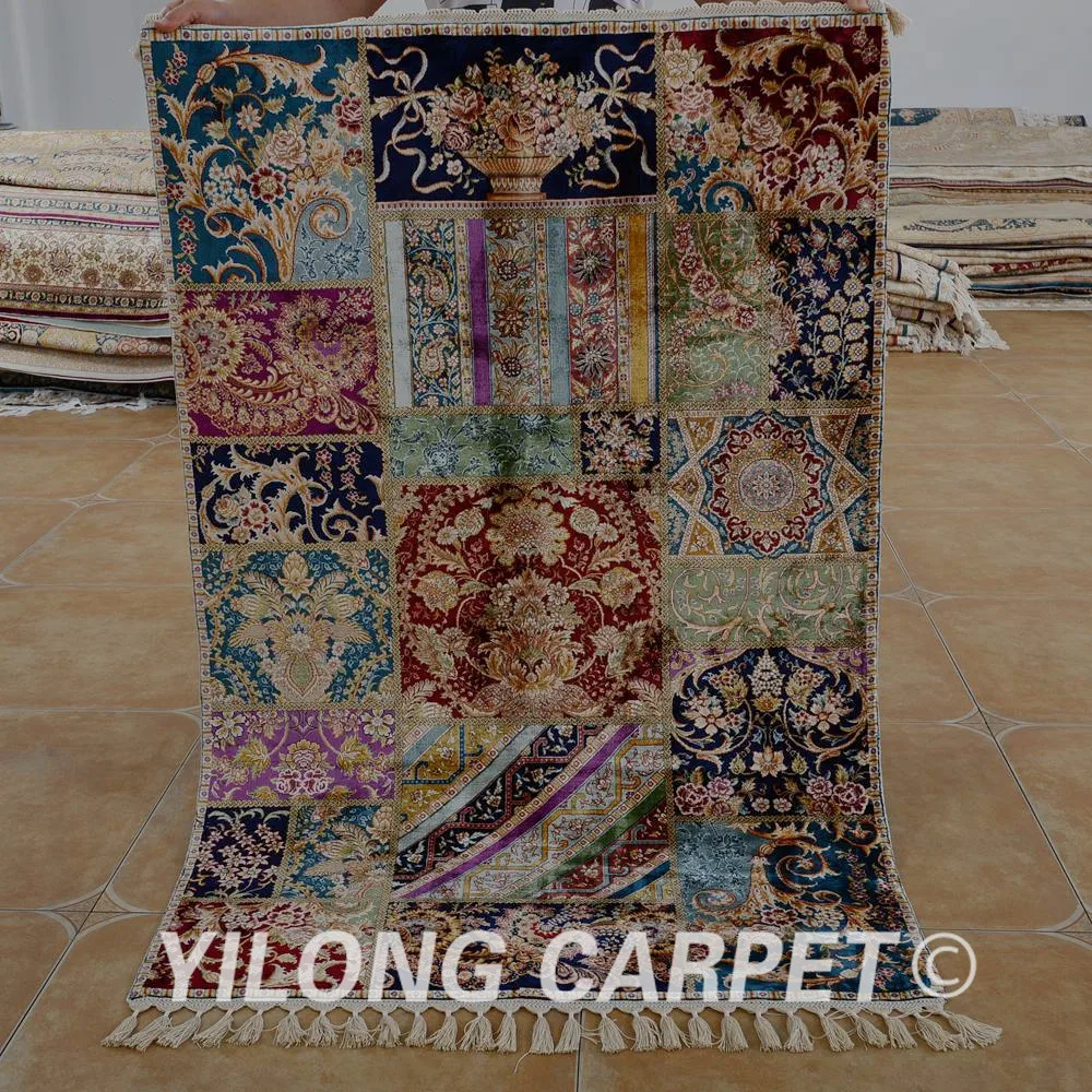 Buy Yilong 3'x4.6' Turkish patchwork silk carpet