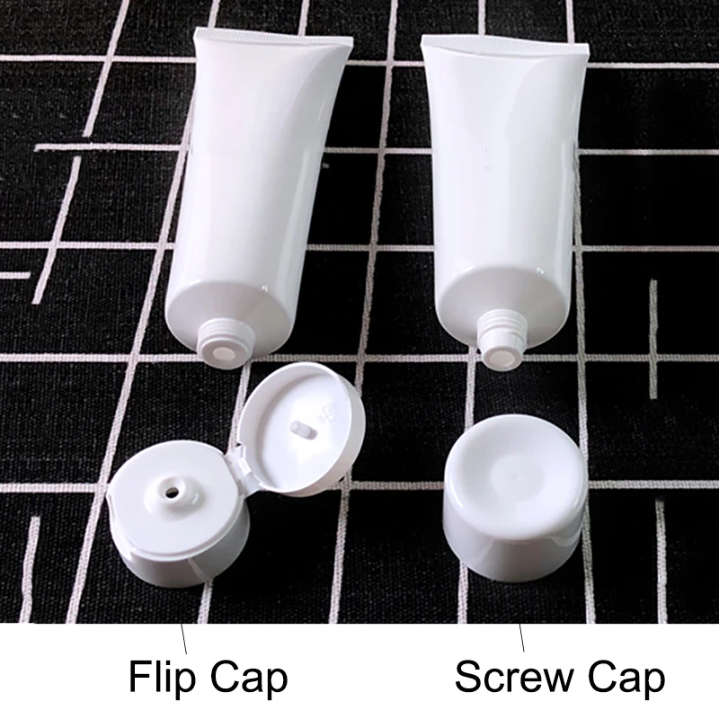 Free Shipping 3ml-200ml White Plastic Soft Tube Cosmetic Container Facial Cleanser Hand Cream Shampoo Packing Squeeze Bottles