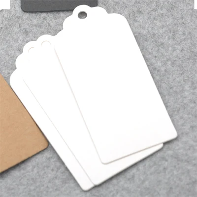 100 개/몫 DIY 100 종이 태그 4*9cm 빈 화이트/브라운/블랙 선물 태그 사각형 사각형 태그 가격 태그