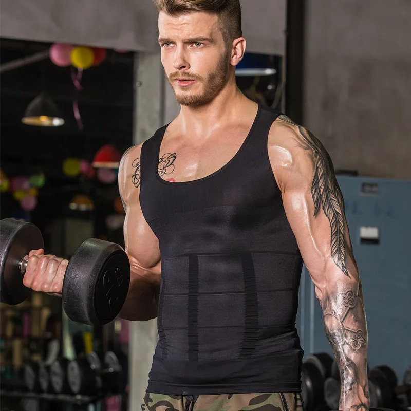 

New 2019 Seamless upgrade belly muscle tight Nylon toning vest bodybuilding men's garment Running Vests compression running vest