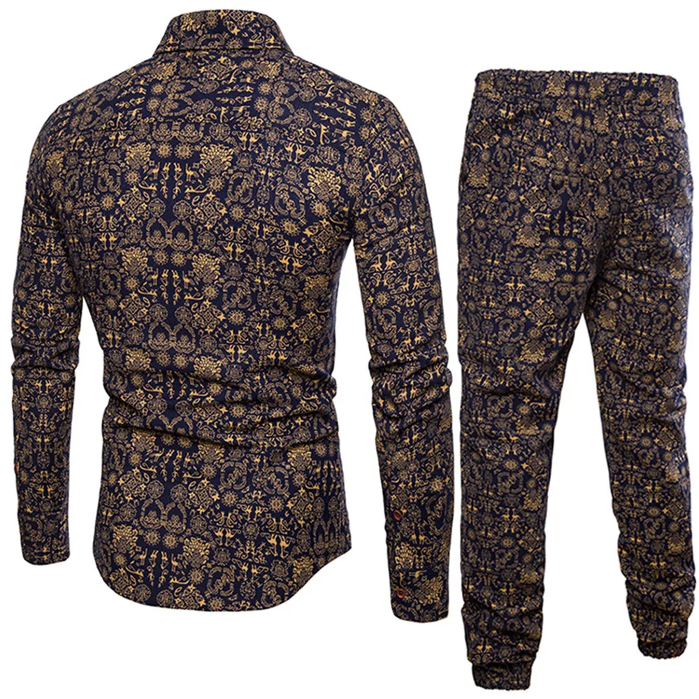 Vintage Floral Party Suits Man Long Sleeve Clothing Classic Chinese Style Printed Shirt Pants And Shirts Set Men Casual Clothes Vintage Floral Party Suits Man Long Sleeve Clothing Classic Chinese Style Printed Shirt Pants And Shirts Set Men Casual Clothes