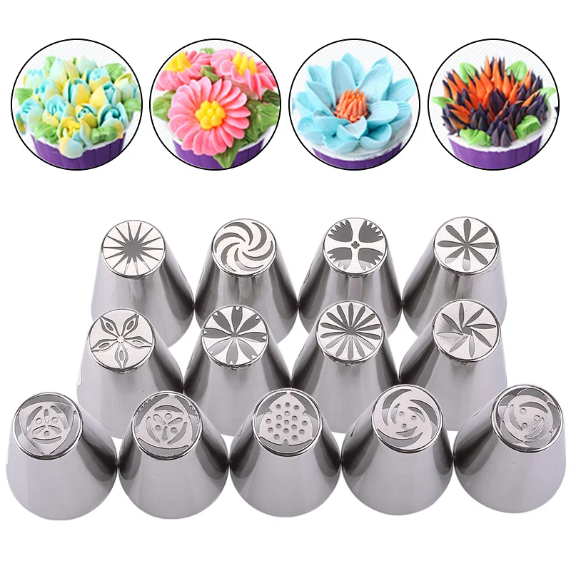 

13 Pcs New DIY Russian Tulip Icing Piping Nozzles Pastry Decorating Tips Cake Cupcake Decorator Rose Kitchen Accessories #86716