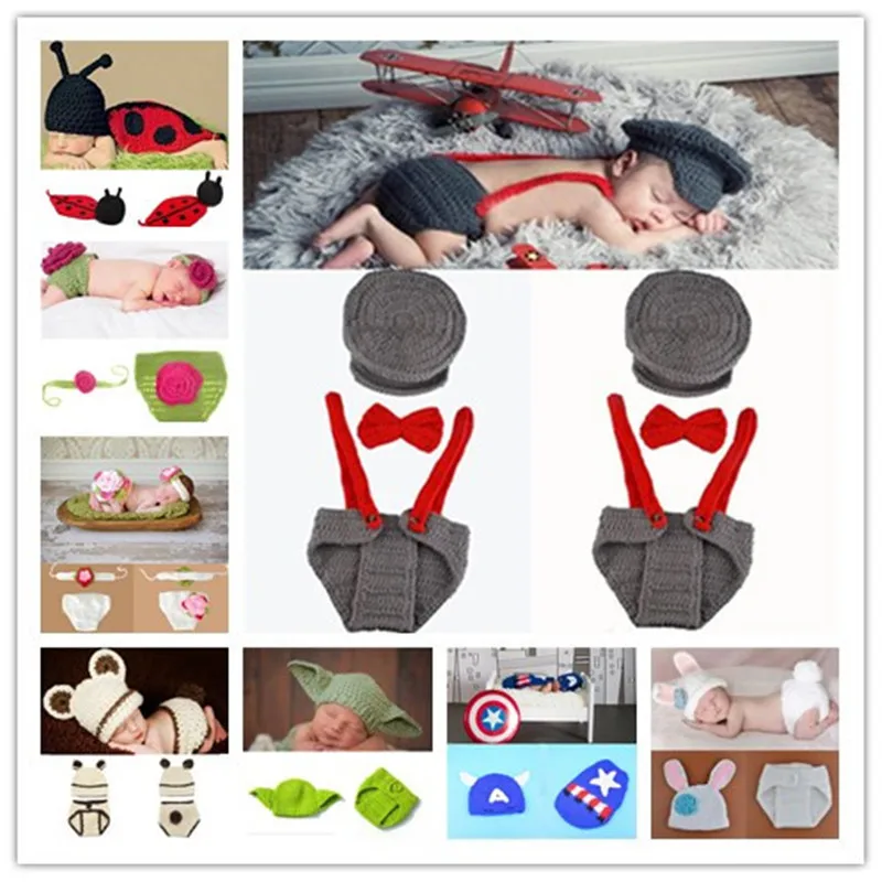 

Cute !! Soft Newborn Baby Photography Props Baby Hat Baby Cap Baby Girl/Boy Clothes Newborn Crochet Outfits free shipping