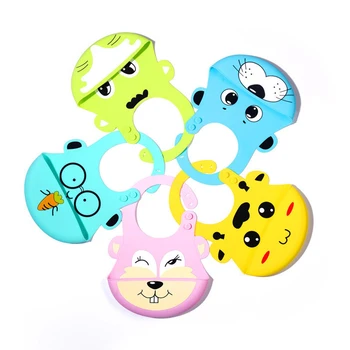 

Newborn New Cartoon Prints Kids Silicone Bib Baby Bibs Children Adjustable Waterproof Bib Baby Boy Girl Feeding Baby Bib
