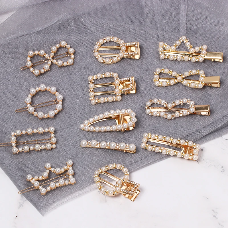 

FASHIONSNOOPS Pearls Hairpins For Women Hair Rhinestone Clips Crab Hair Claws For Girls Fashion Headwear Hair Pins Accessories