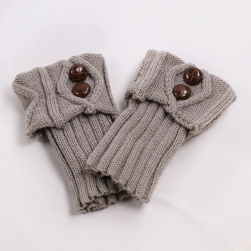 gray Awaytr/модные аксессуары: ботинки; женские зимние короткие гетры; модные вязаные носки на пуговицах; верхние манжеты; - Цвет: gray